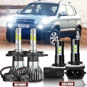 For Hyundai Accent 2000-2019 H4 9003 881 LED Headlight + Fog Light Combo Bulbs