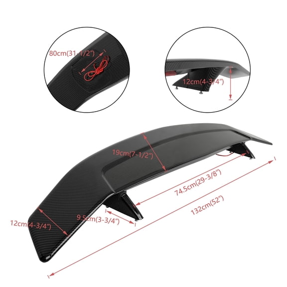 For Hyundai Accent 52'' Rear Trunk Spoiler GT Wing Racing w/ Brake Light Carbon