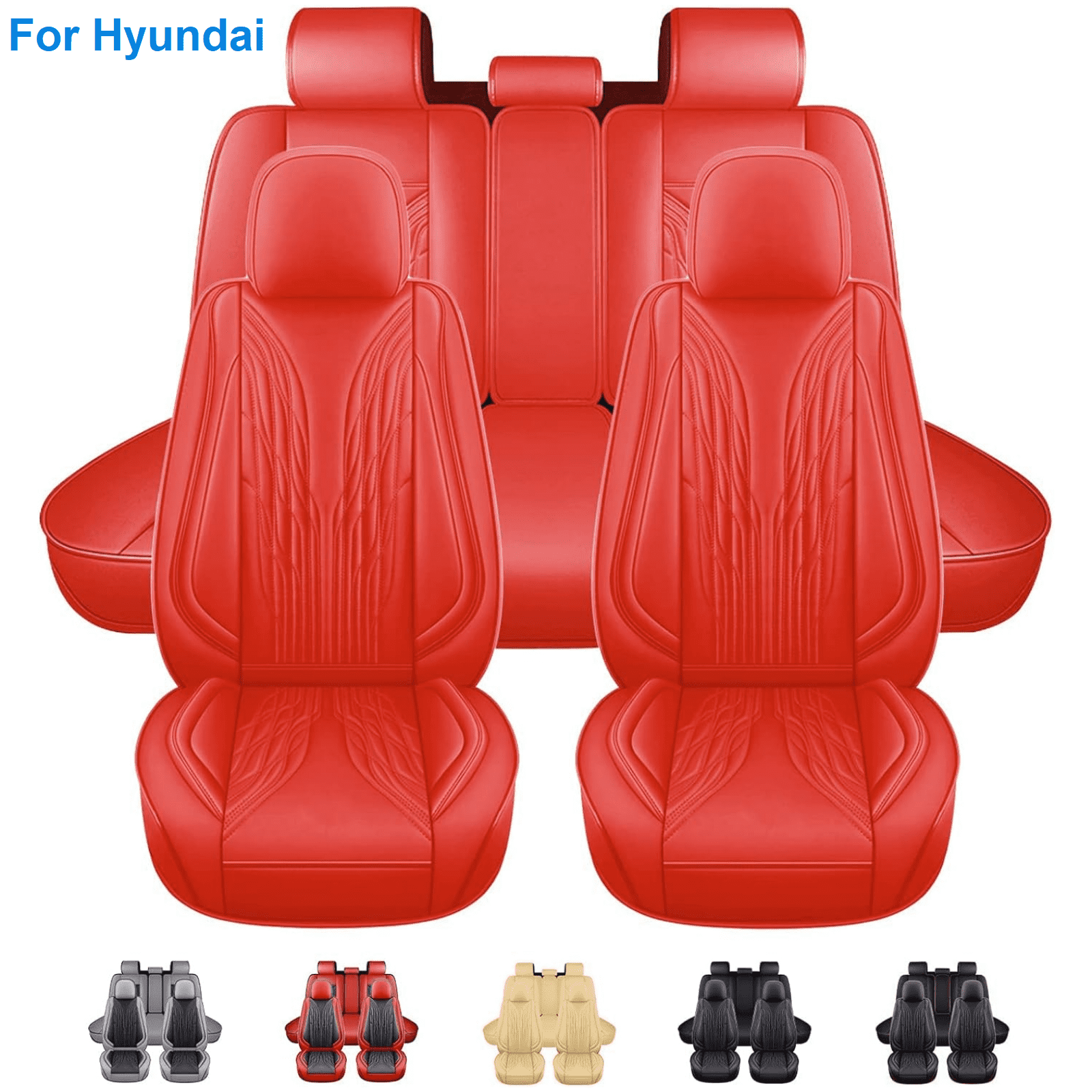 For Hyundai Accent Car Seat Cover 5 Seats, Deluxe PU Leather 5 Seats Auto Front Rear Cushion