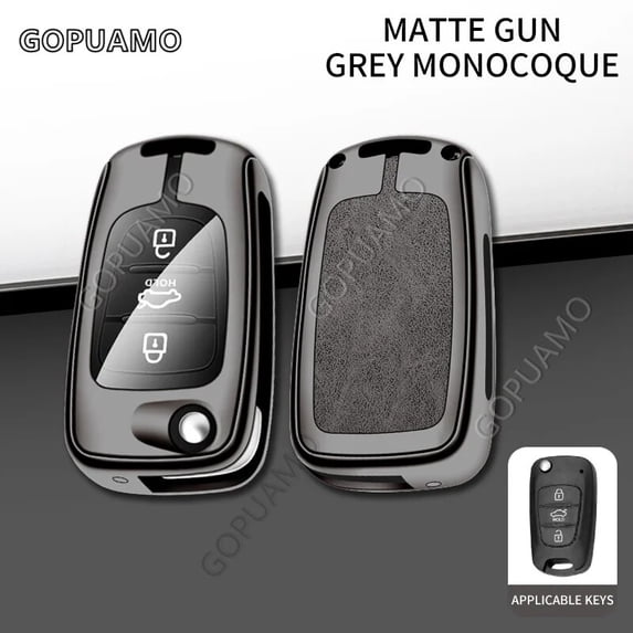 For Hyundai C 3 buttons key case I20 I30 Ix20 Ix35 Elantra Accent Shell Cover Zinc alloy+leather Car Key Case