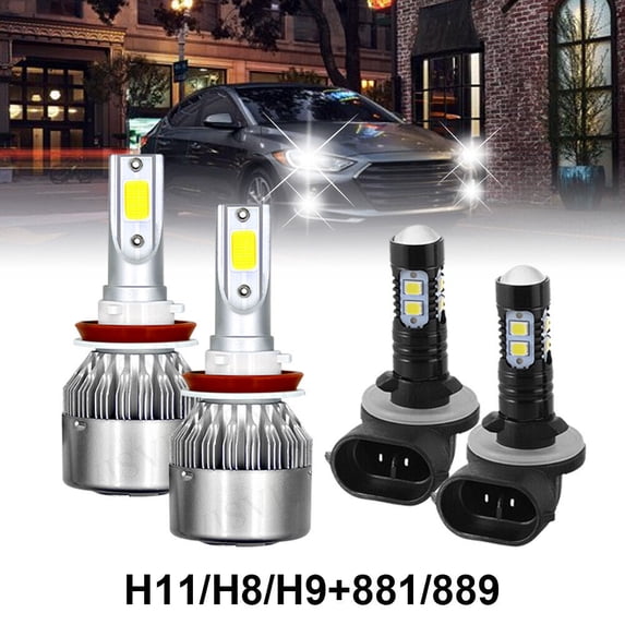 For Hyundai Elantra 08-13 6000K LED Headlights Low Beam Fog Light Bulbs Kit fr