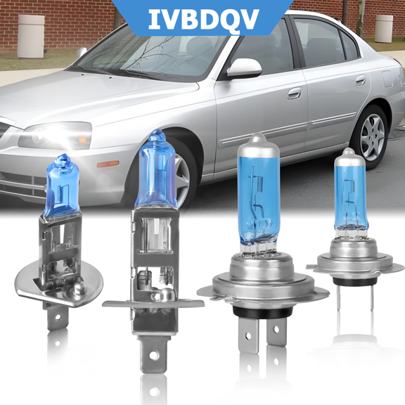 For Hyundai Elantra 2001 2002 2003, H1 High Beam + H7 Low Beam Halogen Light Bulb Combo, Pack of 4