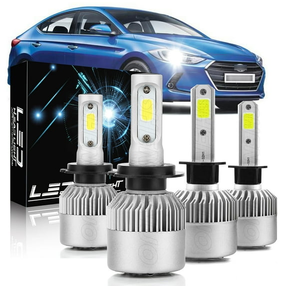 For Hyundai Elantra 2001-2006 Headlights,H1 High Beam+H7 Low Beam Bulbs 4pcs