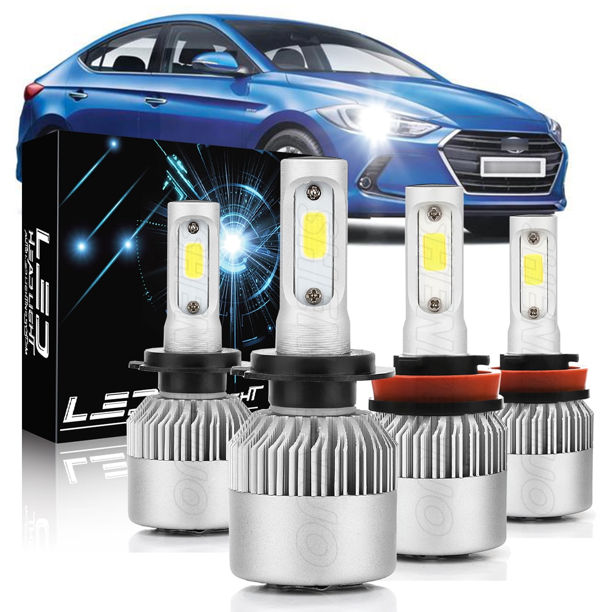 For Hyundai Elantra 2009-2015 2016 2017 Headlights,H7 H11 High and Low ...