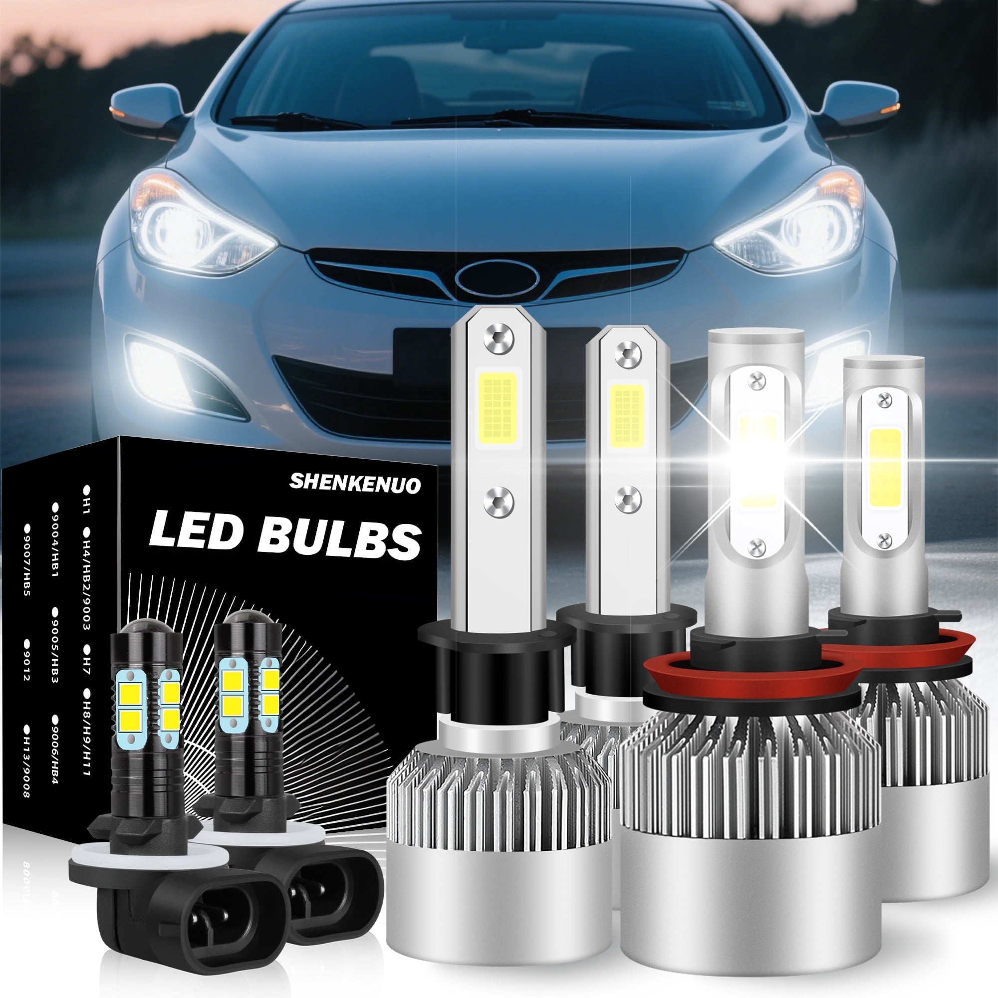 For Hyundai Elantra/Coupe 2013 H1 H11 LED Headlight High Low Beam 881 Fog Light Bulbs Kit 6000K White 6x