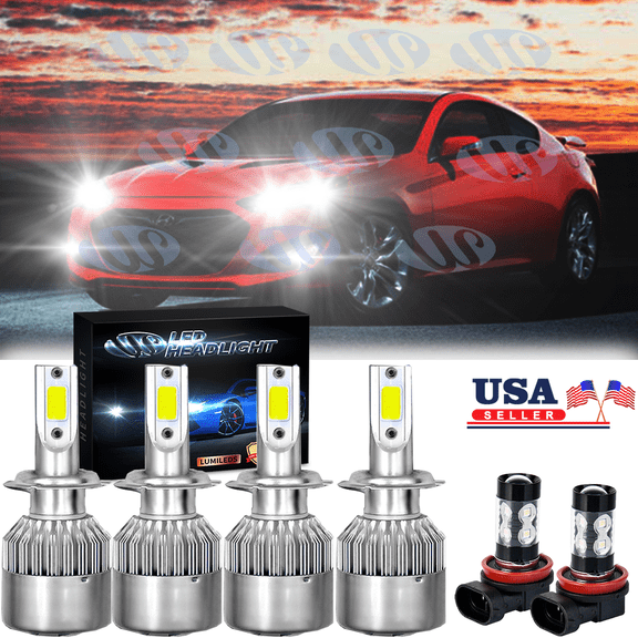 For Hyundai Genesis Coupe 2013-2016 LED Headlight Bulbs Kit Hi/Lo Beam Fog Light