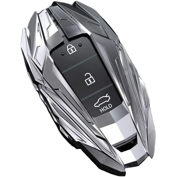 For Hyundai Key fob Cover,Compatible with Hyundai Fe Palisade Kona Elantra GT Veloster 3 4 5 Buttons Case Protector Shell with Keychain(Silver)