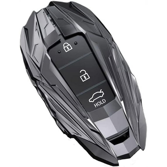 For Hyundai Key fob Cover,Compatible with Hyundai Fe Palisade Kona Elantra GT Veloster 3 4 5 Buttons Case Protector Shell with Keychain(Silver)