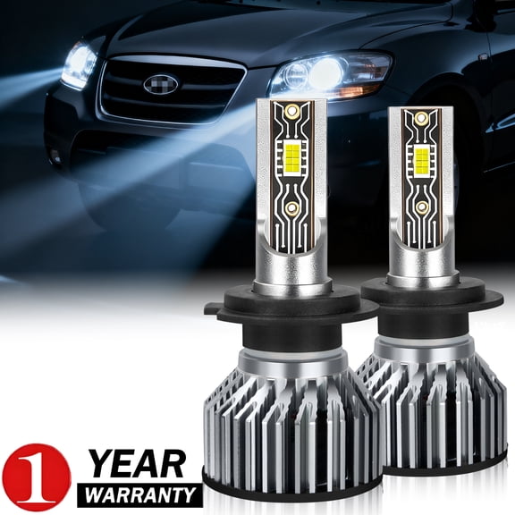 For Hyundai Santa Fe 2007-2008 LED Headlight Kit, Super Bright White, High/Low Beam, Plug & Play, 2-Pack