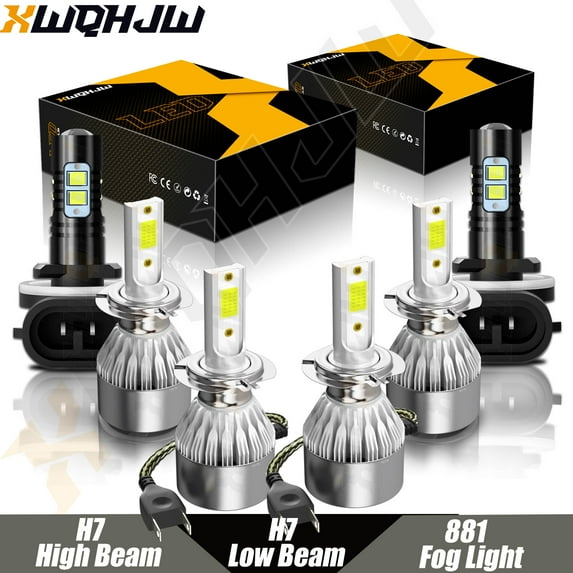 For Hyundai Santa Fe 2007 LED Headlight Bulbs H7 H7 881 High and Low beam Fog Light 6Pcs