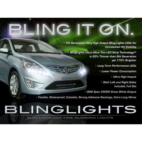 For Hyundai Solaris LED DRL Light Strips Headlamps Headlights Head Lamps Day Time Running Strip Lights