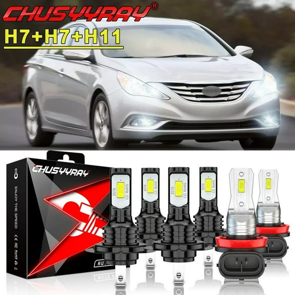 For Hyundai Sonata 2011 2012 2013 2014 LED Headlight High Low Beam Fog Light Bulbs Kit 6000K White 6x