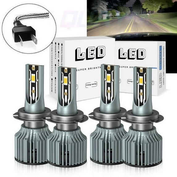 For Hyundai Tiburon 2003 2004 2005 2006 4pcs Bright H7 LED Headlight High Low Beam Bulbs White