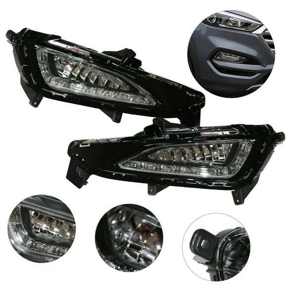 For Hyundai Tucson 2015 2016 2017 2Pcs LED Daytime Running Lights w/ Frame Front Bumper DRL Fog Light Driving Lamp 2Pcs DRL LED Daytime Running Lights Fog Lamp Cover For Hyundai Tucson 2015-2017