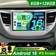 For Hyundai Tucson 2015-2018 Car Stereo Radio Android 16 6G RAM+128G ROM Carplay Android Auto Double Din