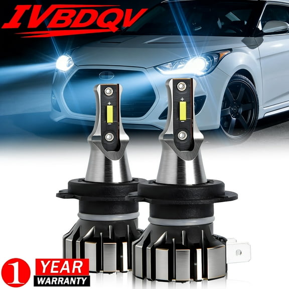 For Hyundai Veloster 2012-2017 LED Headlights H7 High/Low Beam Bulb Kit 2Pcs 6000K White
