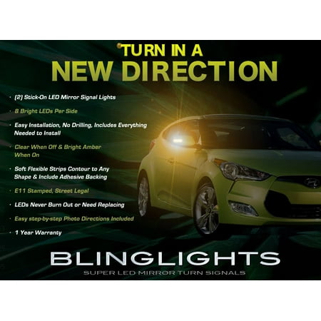 For Hyundai Veloster LED Side View Mirror Turnsignals Lights Turn Signals Lamps Mirrors Light Signalers