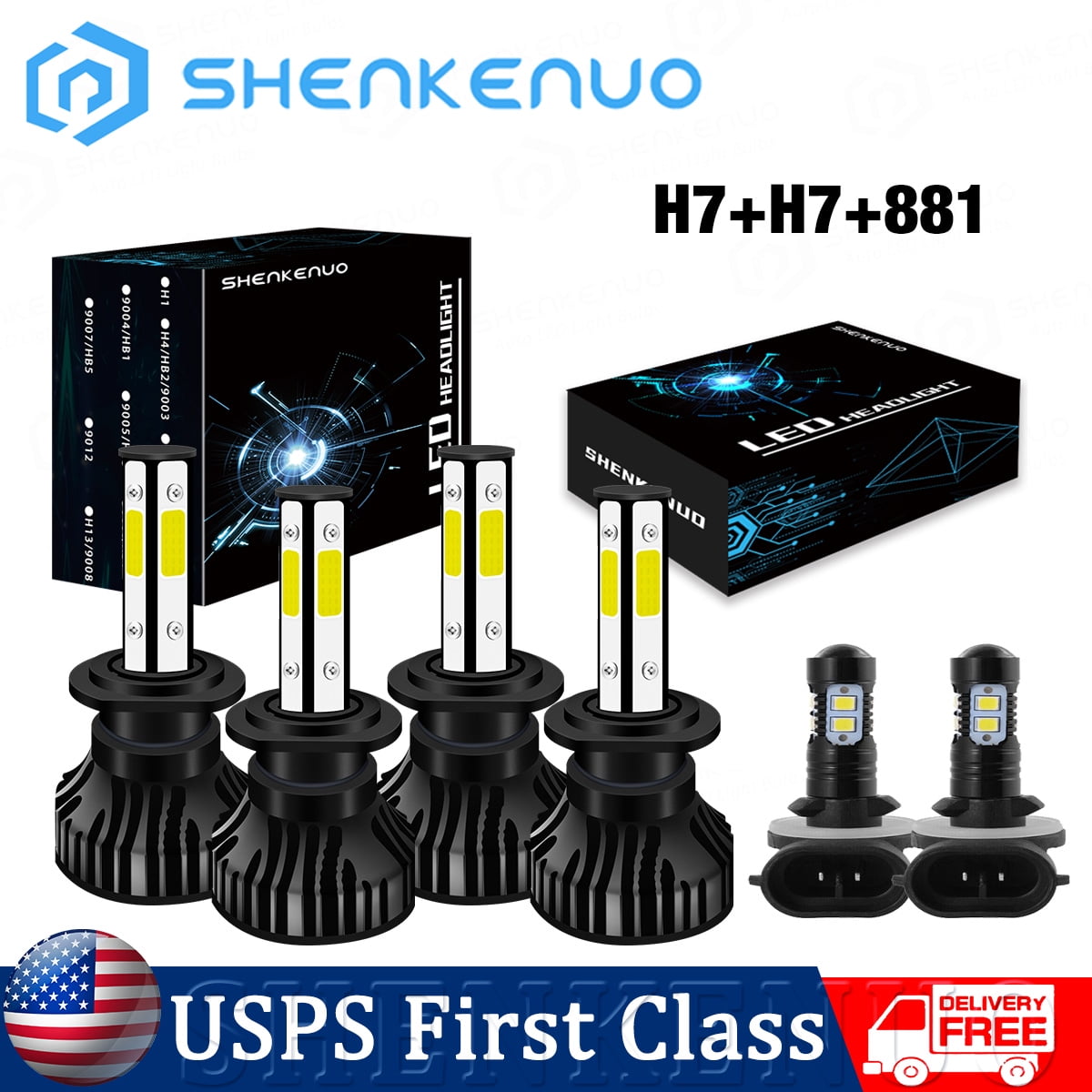 For Hyundai Veloster w/o projector-type 2012-2017 SHENKENUO LED Headlight Fog Light Bulbs High Low Beam Combo