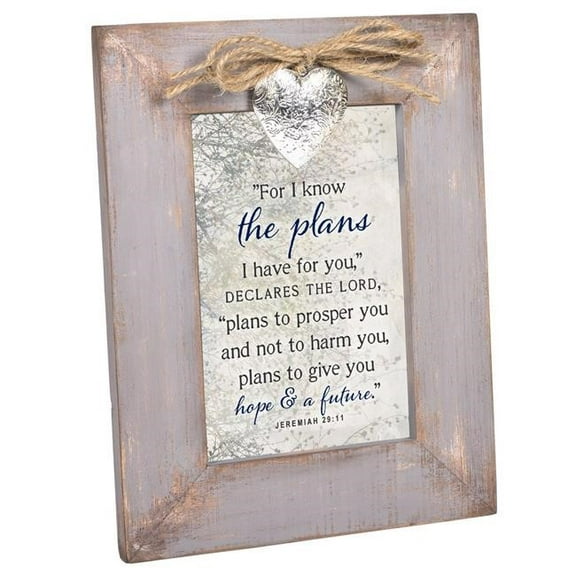 For I Know The Plans Hope Future Grey Distressed Locket Easel Back Picture Frame