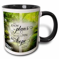 3drose, for I Know the Plans That I Have for You Christian Cross, 11oz Two-tone Black Mug