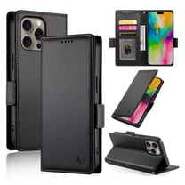 For IPhone 14 Pro Wallet Case Flip Card Holder,PU Leather Side Buckle Magnetic Frosted Women Men Cover,Black,For iPhone 14 Pro