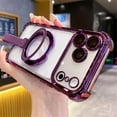 thumbnail image 1 of For IPhone 17 Pro Case Compatible With MagSafe, Transparent Crystal Back Cover With Ring Stand Magnetic Cover Case,Purple,For iPhone 17 Pro, 1 of 9