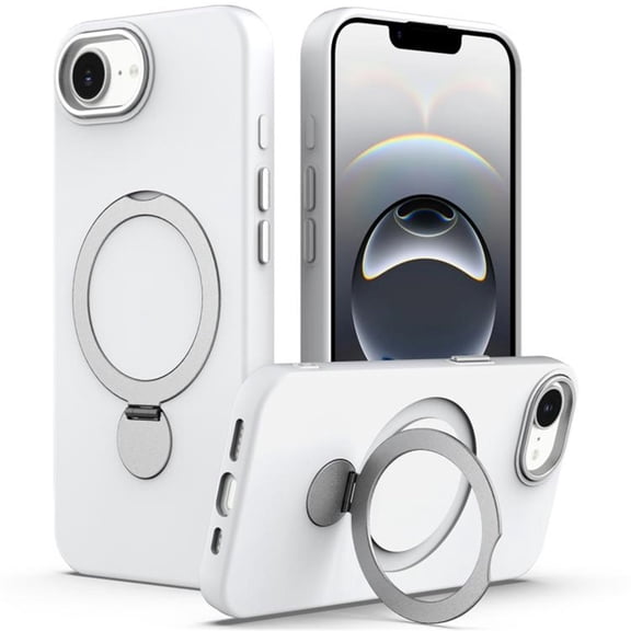 For IPhone 17e Case (Compatible With MagSafe) With Invisible Magnetic O-Ring Stand Military-Grade Shockproof Phone Case,White,For iPhone 17e
