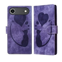 For IPhone Air 6.5" Cat Patterned Embossed Strong Magnetic Attachment/Closure, Card Slots/Pocket, PU Leather Flip Wallet Case ,Purple,For iPhone Air