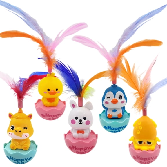 For Indoor Cat Fun, Cat Rolling Toy with Feathers, Wobble Cat Toy for Play, Moving Toy for Kitty Exercise, Random Style Sent for Cat Play
