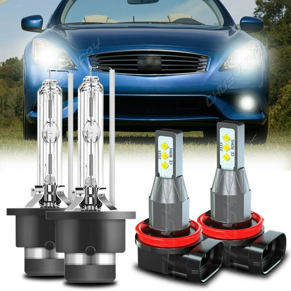 For Infiniti G37 2011 2012 2013 Front Hid Headlight High/Low Fog Light 4×Bulbs