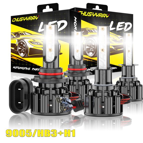 For Infiniti M35 2006 2007 2008 9005+H1 6000K COB LED Headlight Hi/Lo Beam Bulbs 4X