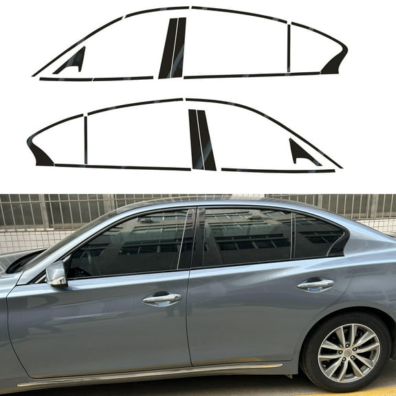 For Infiniti Q50 2014-2023 Sedan Window Chrome Delete Blackout ABC Pillars Glossy Black Stickers