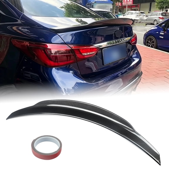 For Infiniti Q50 2014-2024 Carbon Fiber Style Duckbill Highkick Rear Trunk Spoiler