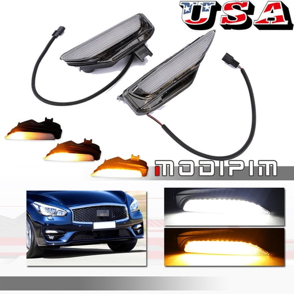 For Infiniti Q50 Q50S Sport 2014 - 20 Fog Turn Signal Light Front Bumper LED Light -