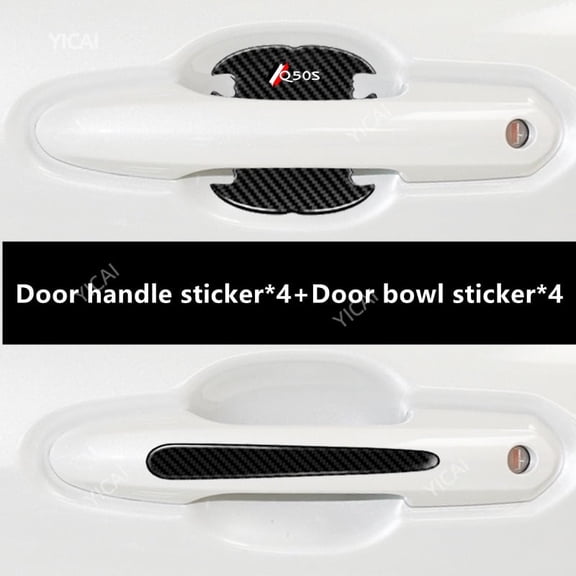 For Infiniti Q50S Car Door Bowl Carbon Fiber Pattern Car Door Protector Anti Scratch Sticker Accessories