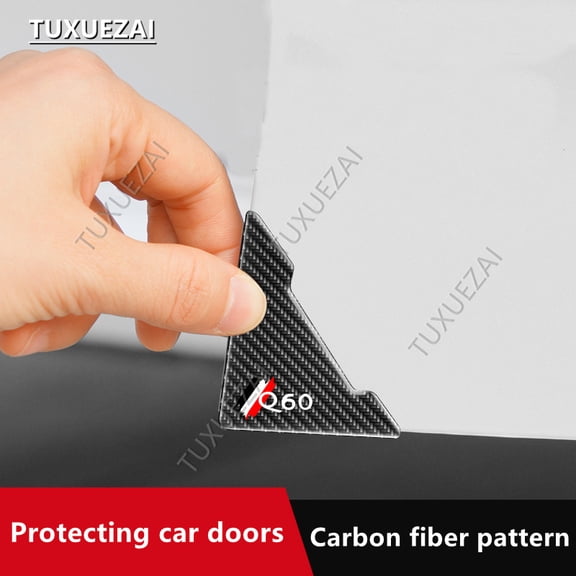For Infiniti Q60 Carbon Fiber Car Door Anti-collision Stickers Door Corner Anti-scratch Protector Decals Auto Exterior Accessorie