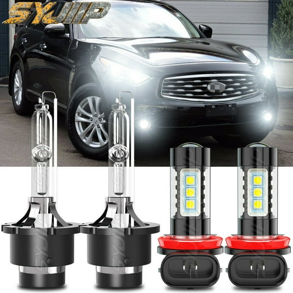 For Infiniti QX60 2014 2015-2017 4X HID LED Headlight Bulbs Hi/Lo+Fog Light Kit