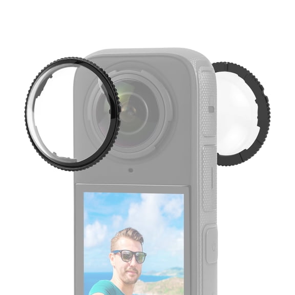 For Insta360 X4 QKOO Rotation Optical Glass Lens Guard Protective Cover (Transparent)