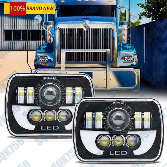For International Harvester 9900 9200 9400i 4700 4800 7x6 inch Led Headlights 2x