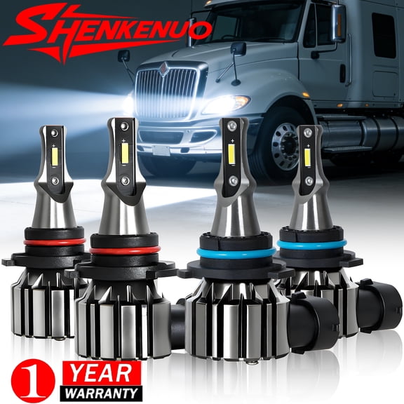 For International Truck Pro Star Prostar 2008 2009 2010-2016 2017 2018 LED Headlight Bulbs High/Low Beam 6000K White 4Pcs Super Bright Plug-and-Play