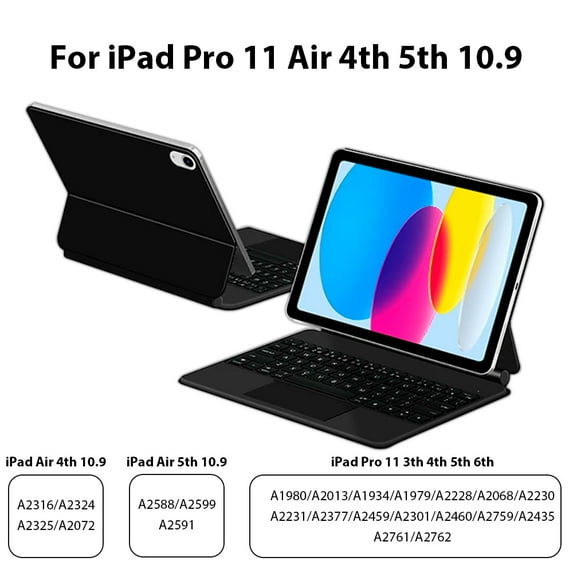 For Ipad Case For IPad 10th Air 4 5 11in12.9in Magnetic Smart Magic Keyboard Backlit Multi-Touch Pad Bluetooth Wireless Keyboard