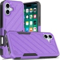 thumbnail image 1 of For Iphone 16 Plus 6.7 Inch Noble Lined Shockproof Dual Layer Hybrid - Dark Purpleblack, 1 of 6