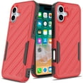 thumbnail image 1 of For Iphone 16 Plus 6.7 Inch Noble Lined Shockproof Dual Layer Hybrid - Redblack, 1 of 6