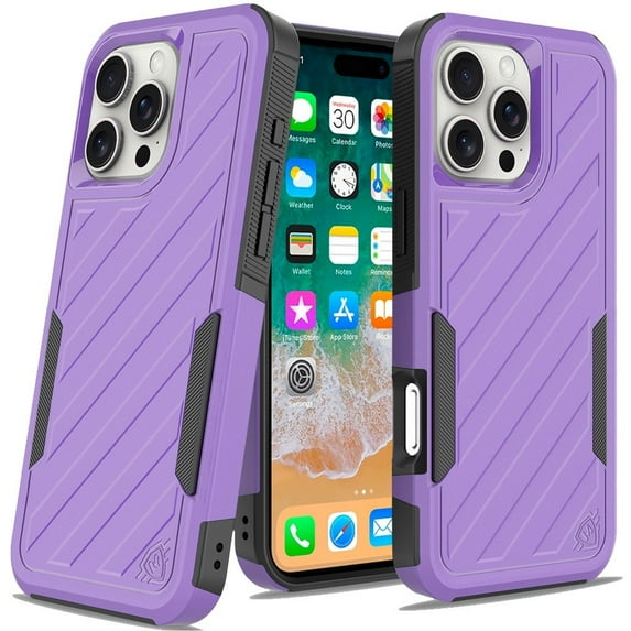 For Iphone 16 Pro Max 6.9 Inch Noble Lined Shockproof Dual Layer Hybrid - Dark Purpleblack