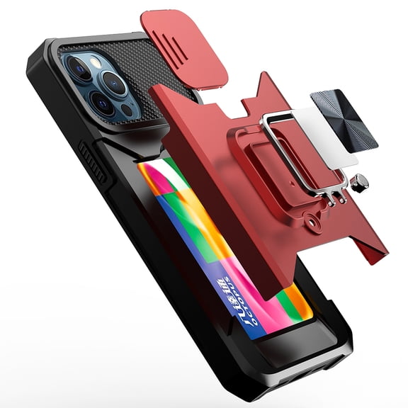 For iPhone SE 3/SE 2 iPhone 8/7 Case Multi-Use Card Holder Cover +Tempered Glass