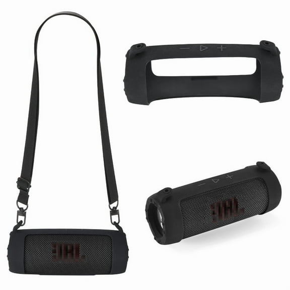 Piaclen For Flip 7 Protable Bluetooth Speaker Silicone Cover Case with Adjustable Shoulder Strap