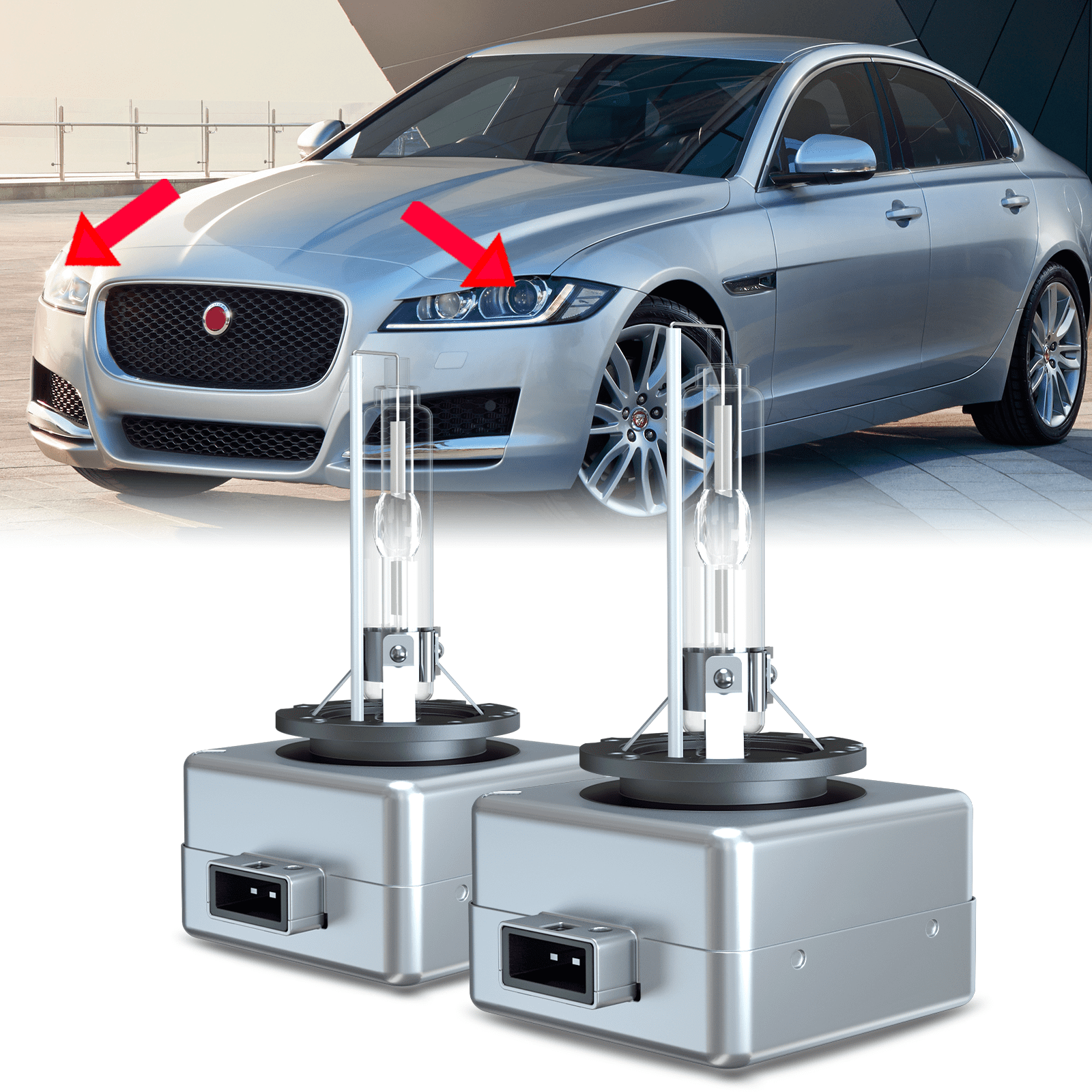 For Jaguar XF 2012-2019 2021 HID Xenon Headlight Bulbs D3S High Low Beam Kit 6000K