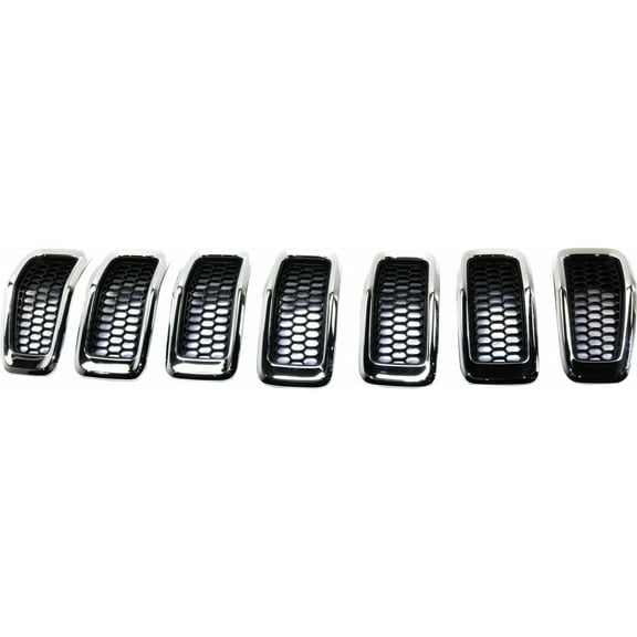 For Jeep Cherokee 2014 15 16 17 2018 Grille | 7 Pieces | Chrome Molding | w/ Black Insert | Replacement For CH1200375 | 68303626AC