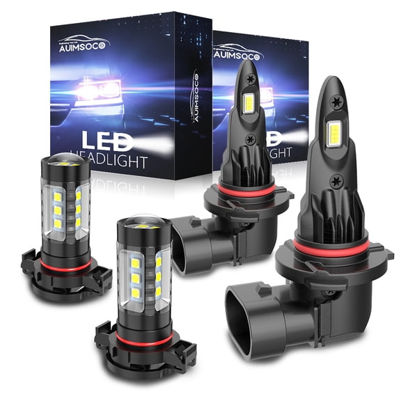 For Jeep Cherokee 2014-2015 4X LED Headlight Bulbs Conversion Kit 9012+2504, High/Low Beam + Fog Lights