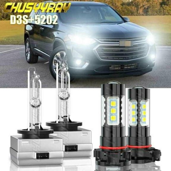 For Jeep Cherokee 2014-2018 D3S Hid Hi-Lo Headlights + 5202 LED Fog Light Bulbs